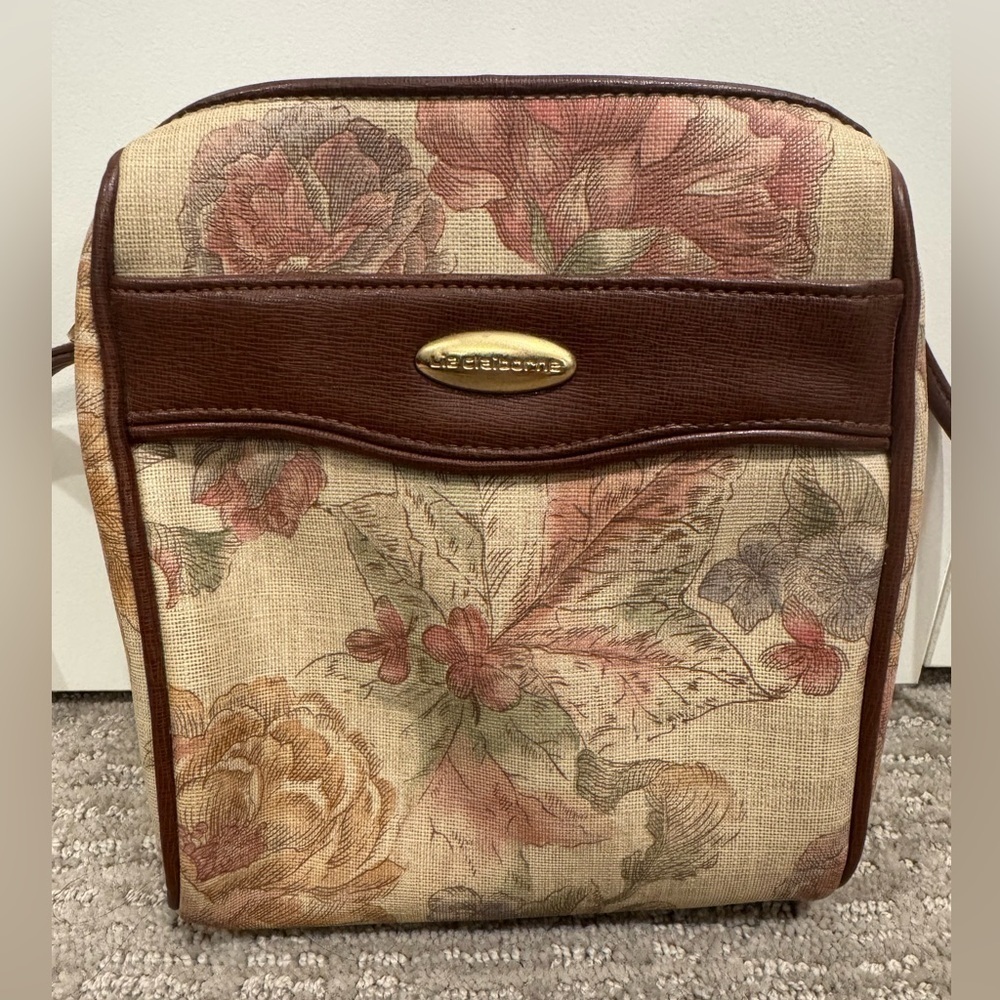 Vintage Liz Claiborne Floral Crossbody Bag with Brown Accents - Picture 2 of 6